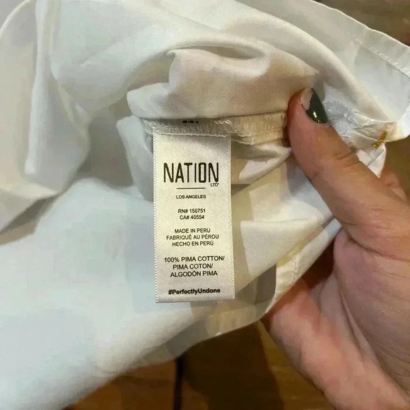 NWOT Nation LTD Pima cotton button down white singer dress SMALL - Picture 3 of 4